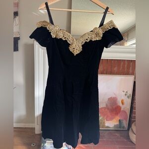 Velvet off the shoulder vintage mini dress